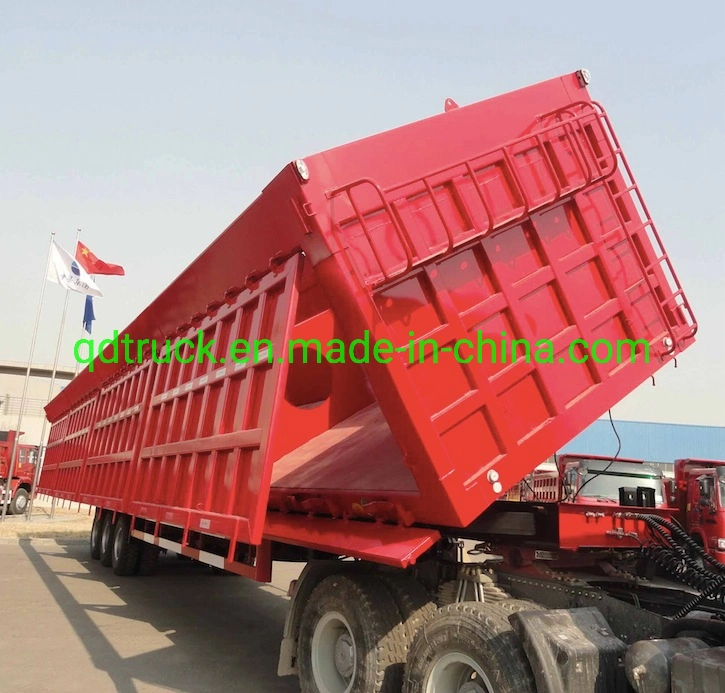 Wear-resistant steel Self Dumping Trailer/ 4 axles 70 tons heavy tipper truck dump tipping trailer