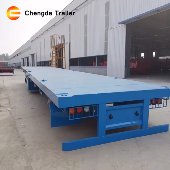 Chine Remorque à plateau de 40 pieds avec tirage à plat à 3 essieux