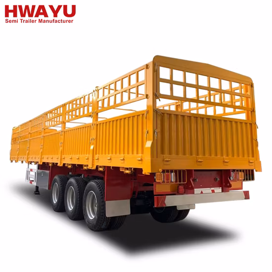Original Haute qualité 3 essieux 40 pieds 50 tonnes largement utilisé paroi latérale rideau pieu clôture boîte de chargement haute paroi latérale Semi pieu camion remorque